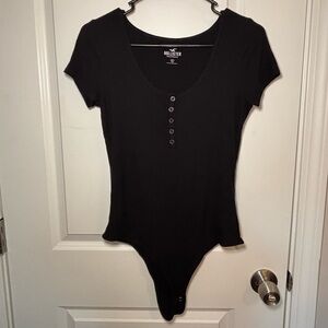 Hollister Black Button-Front Bodysuit